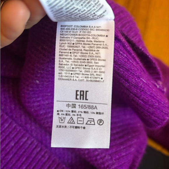 GAP Women’s Vibrant Purple Wool Mock Neck Waffle Knit Sweater size Small - Picture 5 of 9
